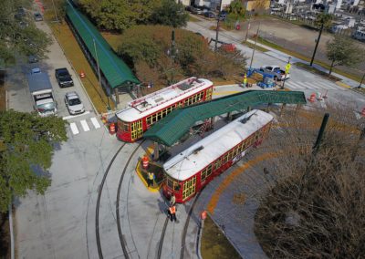 Aerial view of the new orleans street cars