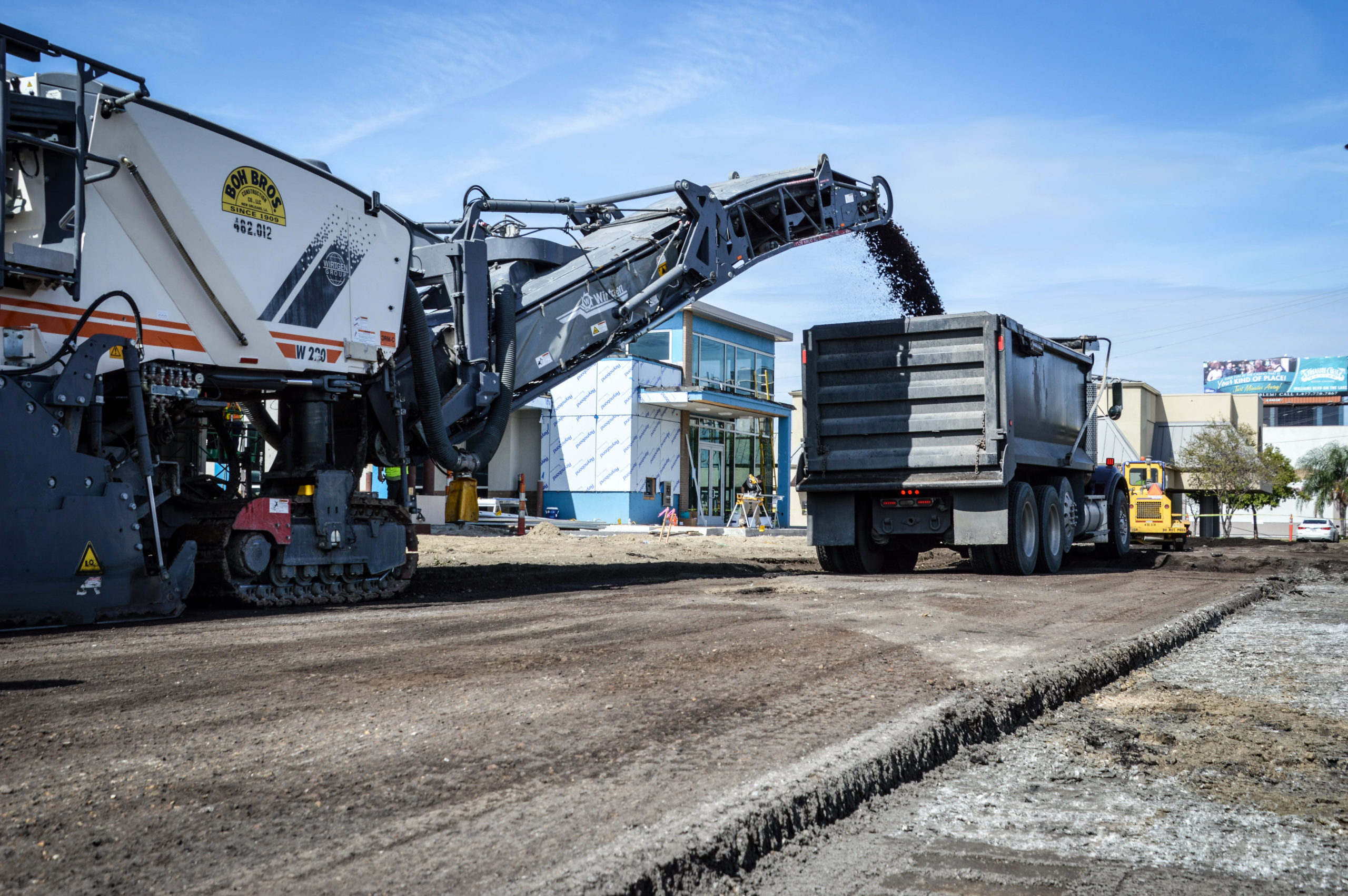 Asphalt loading into a truck