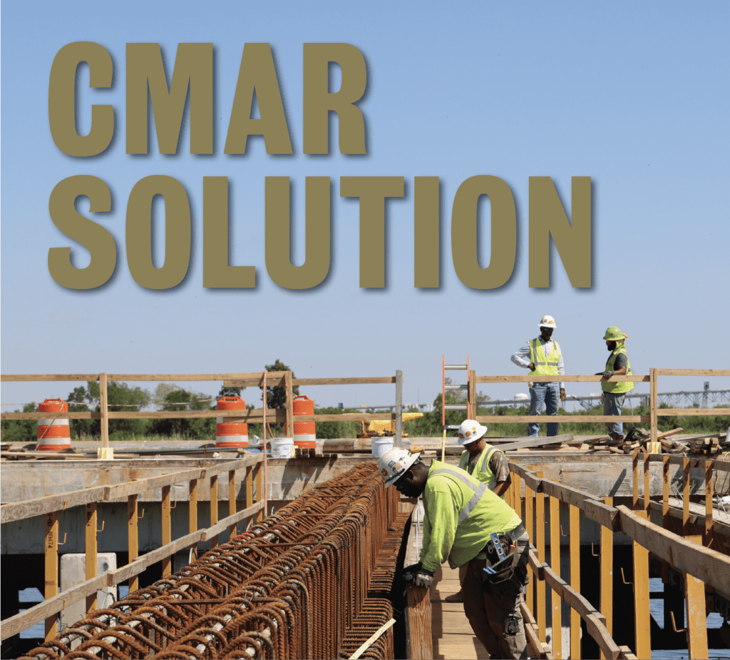 Construction workers working on berths at Port of Lake Charles